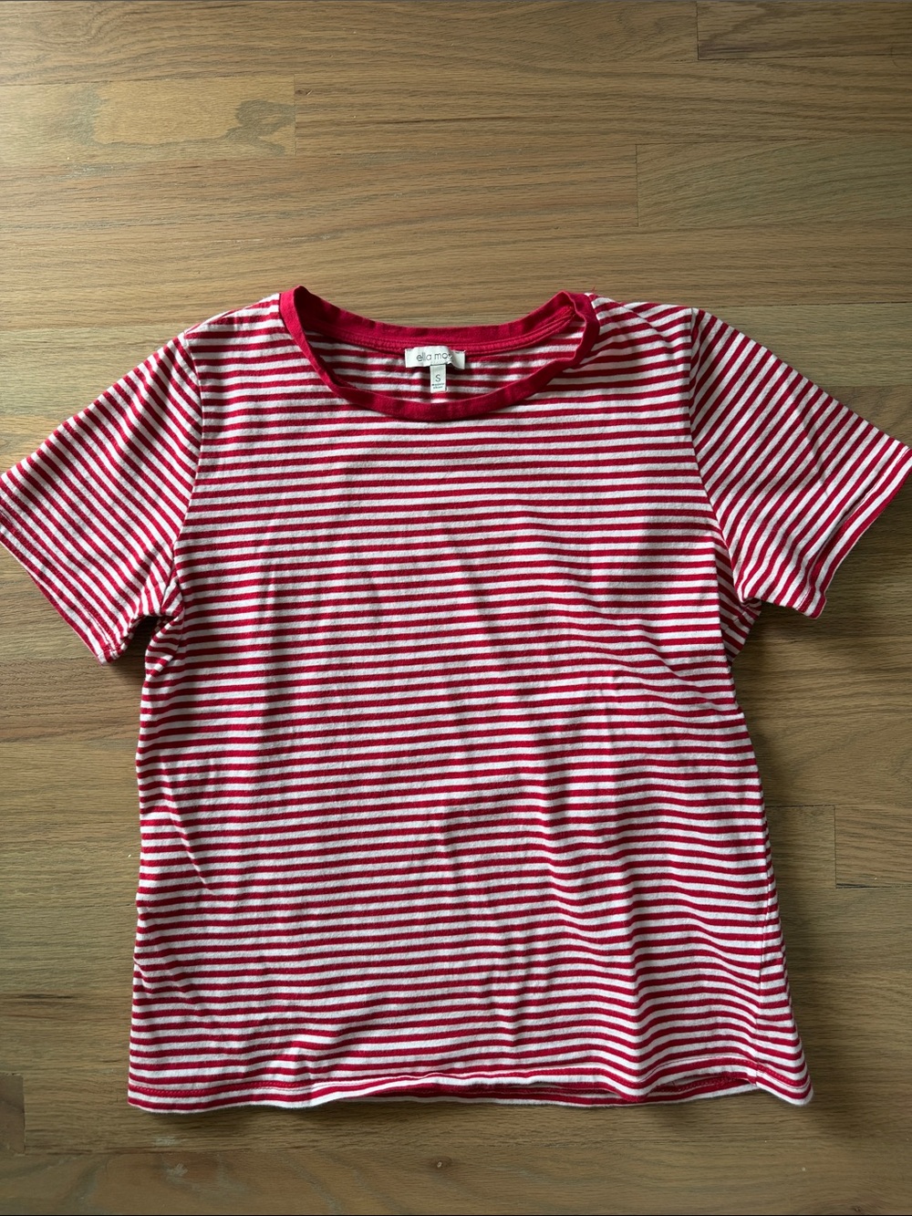100% cotton Red and White Striped Short Sleeve Tee by Ella Moss